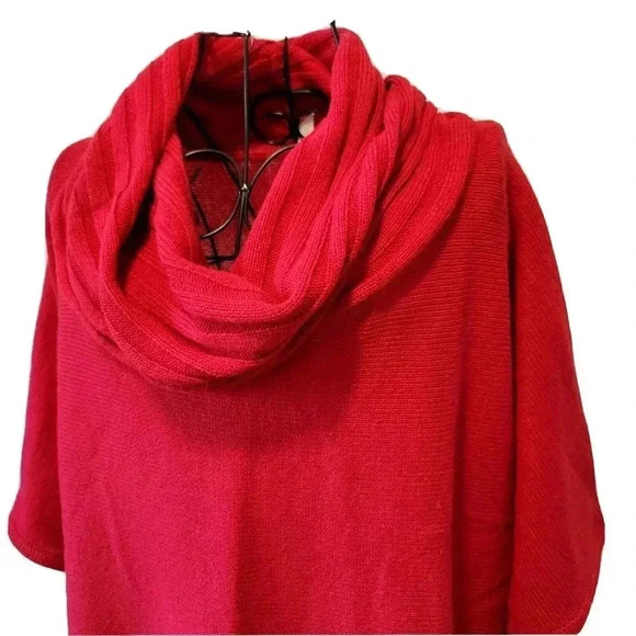 NY Collection Petite Sweater XL Women's Red Pullover Cowl Neck Fringe - Picture 2 of 4
